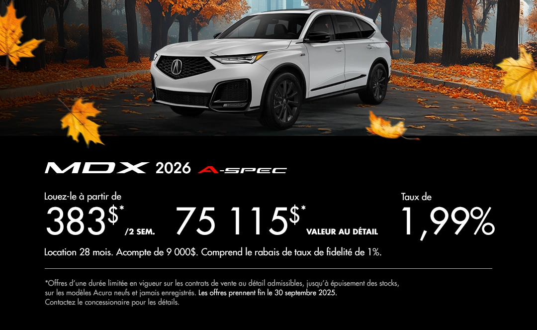 Bannière de Promotion Acura MDX 2026